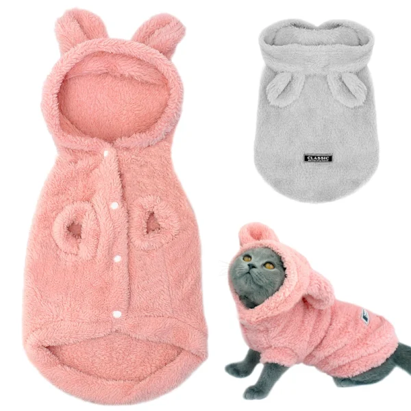 Cute Cat Clothes: Fleece Winter Coat for Small Dogs & Kittens