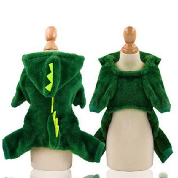 Cat Clothes: Funny Dinosaur Costumes Winter Warm Plush Hoodie.